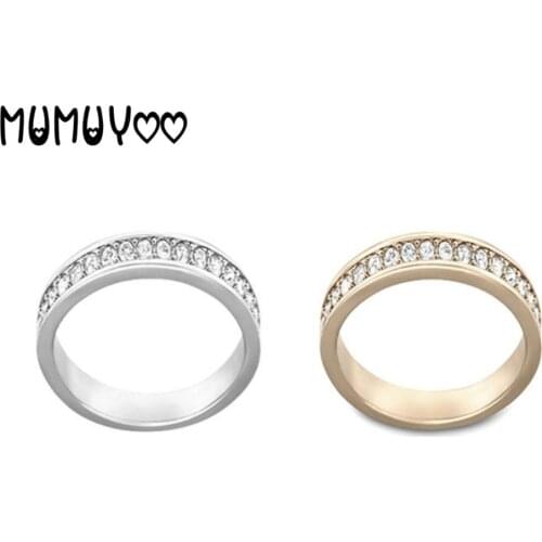 SWA Fashion Jewelry High Quality Charm Simple Cold Wind Single Ring Crystal Ring Female Romantic Christmas Gift