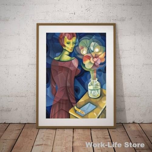 Cubism Woman Portrait Wall Art Canvas Painting Posters Designer Wall Pictures Prints For Gallery Wall cafe Decoration