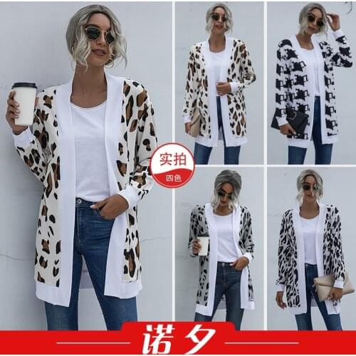 Woman sweaters cardigan women winter clothes 2020 Womens Popular Casual Leopard Print Knitted Cardigan dropshipping LXB1613