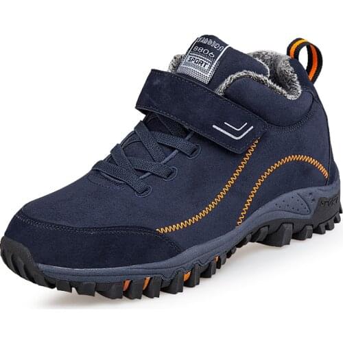 Winter Men Boots with Fur Warm Snow Women Non-slip Boots Men Work Casual Shoes Sneakers High Top Rubber Ankle Boots Plus Size