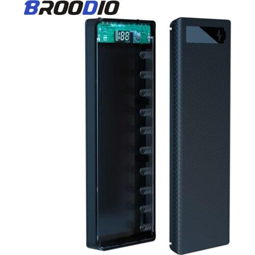 10* 18650 Power Bank Case Dual USB Mobile Phone Charger DIY Shell With Digital Display Screen 18650 battery Holder Charging Box