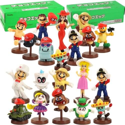 10pcs/set 3-7cm Cartoon Super Mario Figure Toys Mario Luigi Koopa Goomba PVC Decoration Model Dolls