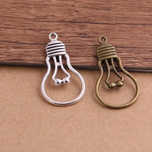 10pcs Fashion Antique Metal Zinc Alloy Bulb Charms Fit Small Jewelry Pendant Charms Making 19*36mm