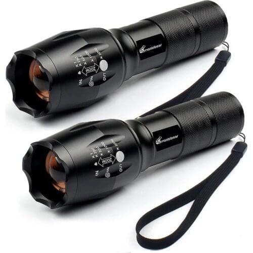 2Pack LED Ultra Bright Flashlights Zoomable Waterproof Flashlight Tactical Lanterna Portable Torch for Outdoor Camping Bicycle