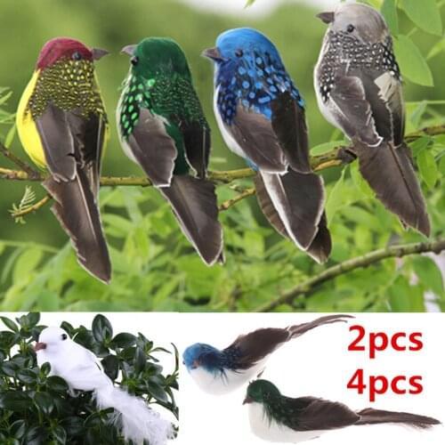 2pcs / 4pcs 3D Fake Craft Birds Artificial Foam Feathers Birds Birthday Party Decorations Home Garden Wedding Decoration