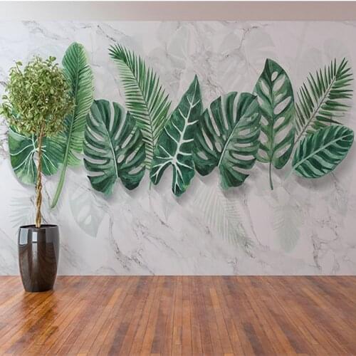 Custom Any Size Green Leaves 3D Photo Wallpaper For Kitchen Living Room Restaurant Background Decoration Wall Mural Painting