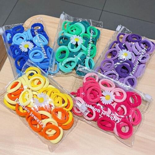 50Pcs Colorful Elastic Hair Ties For Girls Children Ponytail Hair Rope Headband Rubber Band Hair Bands Hair Gel Hair Accessories