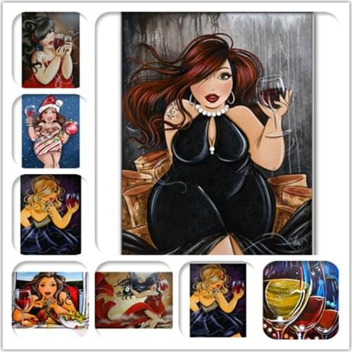 5D DIY diamond Painting Wine Landscape Diamond Embroidery Cartoon Fat Lady Sell Rhinestone Picture Sexy Girl Diamond Mosaic Art