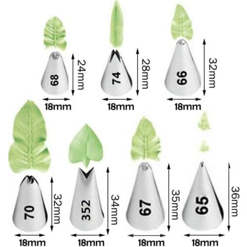 7 Pcs/set Stainless Steel Icing Piping Nozzles Leaf Cream Tips Cake Cream Decorating Cupcake Pastry Tools Cristmas Decoration