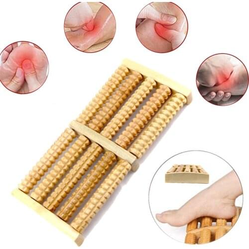 Wooden Dual Foot Acupuncture Massager Roller Ball Relieve Plantar Fasciitis Stress Heel Arch Pain Shiatsu Reflexology Relaxation