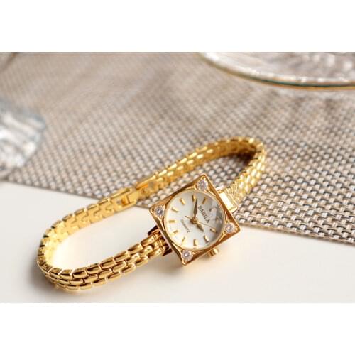 Womens Watch Ins Light Luxury Diamond Retro Style Pop Small Square Sugar Watch Waterproof Small Square Women Gold Watches