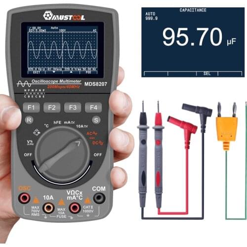MUSTOOL MDS8207/MT8206 Intelligent 2 in 1Digital 40MHz 200Msps/S Oscilloscope 6000Counts True RMS Multimeter Upgraded Type