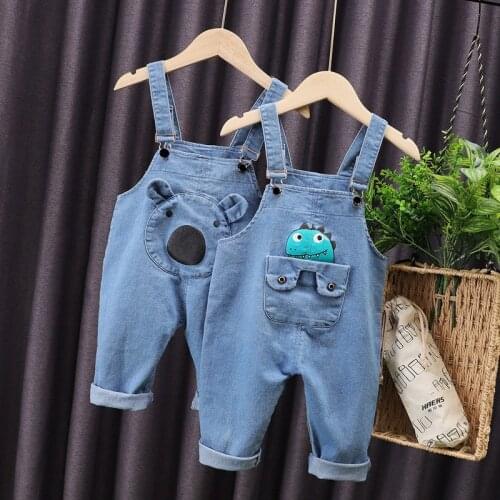 Hot New Autumn Children Clothes Baby Boys Girls Cartoon Denim Pants Overalls Infant Outfit Kids Dinosaur Fashion Toddler Casual