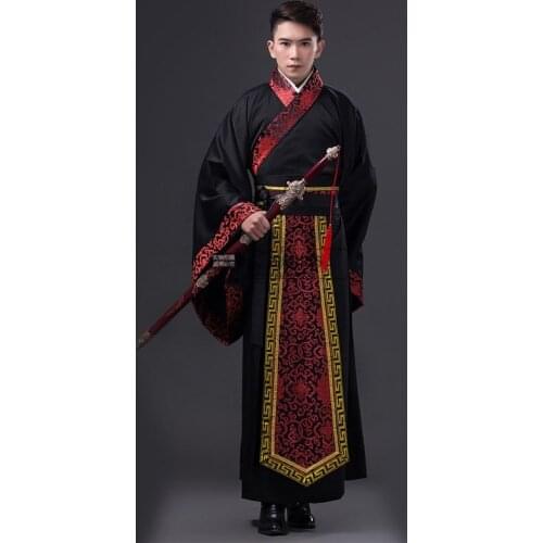 Chinese National Hanfu Black Ancient China Costume Hanfu Men Clothing Traditional National Tang Suit Stage Costumes