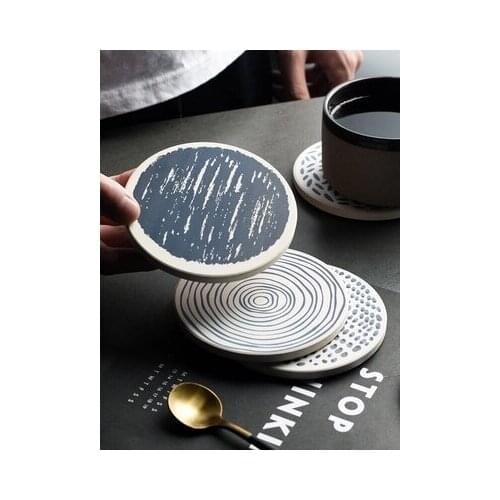 2PS atural Diatomaceous Earth Coaster Graffiti Wind Table Insulation Anti-hot Pad Bowl Rooth Cup Soap Anti-skid Absorbent Pad