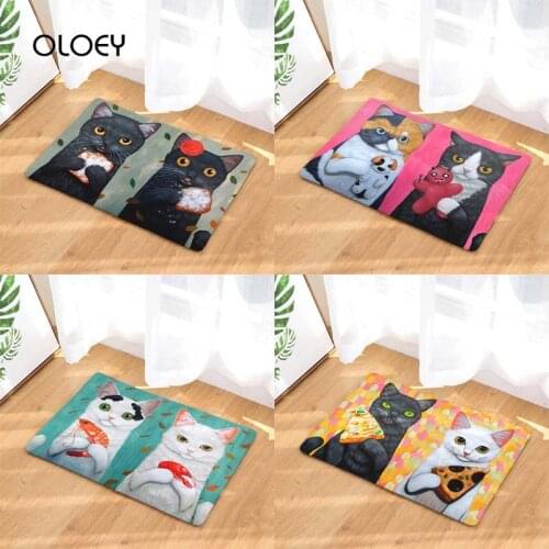 40 * 60cm3D Cute Cat and Dog Floor Mat Goose Down Non-slip Carpet Kitchen Living Room Floor Mat Bedroom Decorative Floor Mat