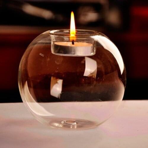 Round Hollow Crystal Glass Candle Holder Wedding Fine Candlestick Dining Room Home Decoration