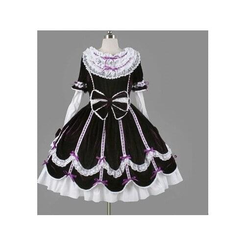 LLT058) Lolita Dresses Long Sleeveless Sweet Lolita Short Dress Ball Gown Fancy Prom Dress Halloween Party Masquerade Costume