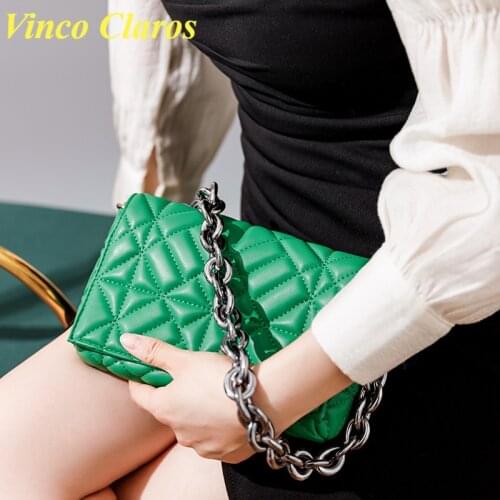 Fashion Silver Thick Chain PU Leather Underarm Bags Women Brand Designer Armpit Shoulder Totes Handbag Baguette Green Pink 2021