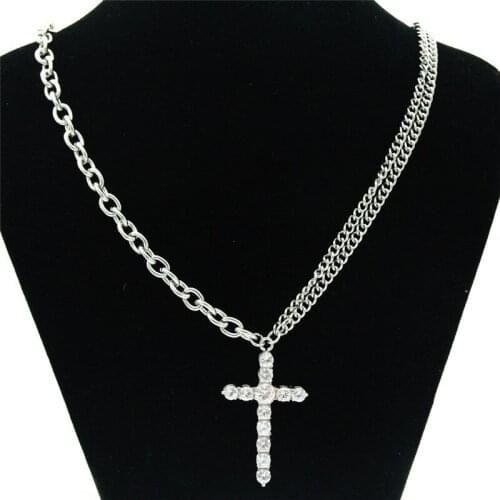 Hip Hop Punk Fashion Female Cross Pendants Crystal Cross Pendant Necklace Jewelry Accessories For Men/Women Necklace Wholesale