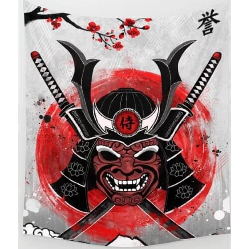 Samurai Wall Tapestry Cover Beach Towel Throw Blanket Picnic Yoga Mat Home Decoration