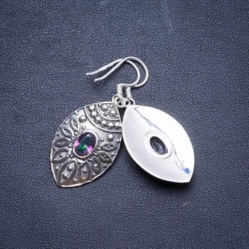 Natural Rainbow Topaz Handmade Unique 925 Sterling Silver Earrings 1.75" X4224