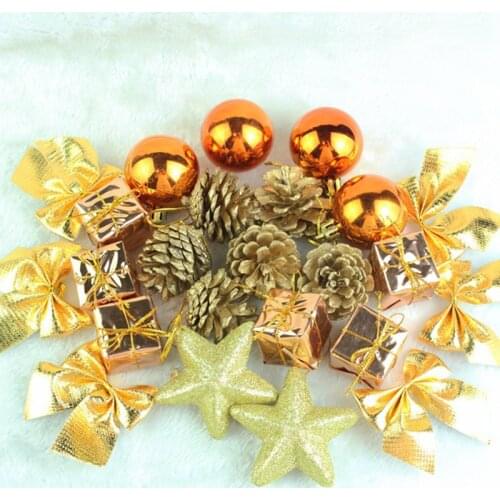 Christmas Tree Decorations 24 Pieces of Bronze Color Foam Ball Pine Cones Christmas Gift Pendants Ornaments