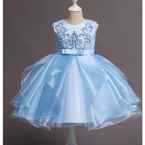 Girls Prom Dress Princess Flower Girls Puffy Wedding Dress 2-10 Years Children Birthday Party Dresss Kids Teen Net Yarn Costume