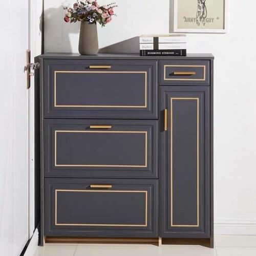 Zq Simple Modern Ultra-Thin Affordable Luxury Style Shoe Cabinet Large Capacity Hallway Hall Cabinet Black and White Gray