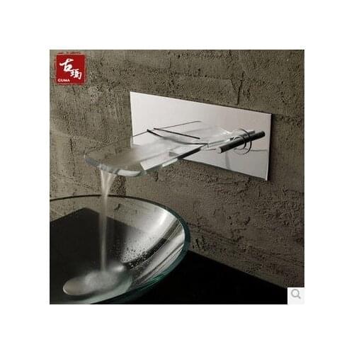 Bathroom faucet glass Waterfall Wall Mounted Faucet Bath Basin Mixer tap wall mounted glass waterfall faucet glass tap