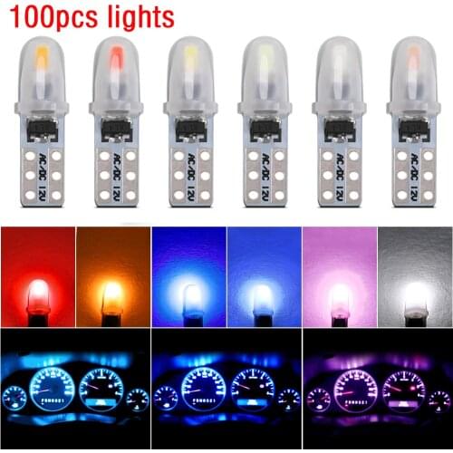 100pcs Highbright T5 74 Car Interior LED Lights 3014*2 SMD For Auto Instrument Lights Dashboard Warning Indicator Lamp 12V Diode