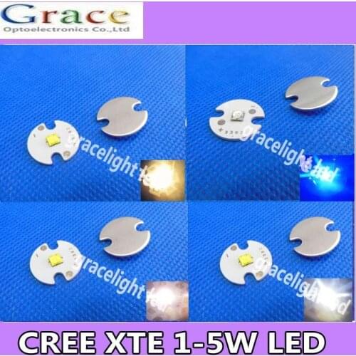 10pcs X Cree XTE XT-E 1-5W LED Emitter White 4000k ,Warm White 3000k , Cold White 6500k ,Royal Blue 450-452nm LED with 16MM PCB