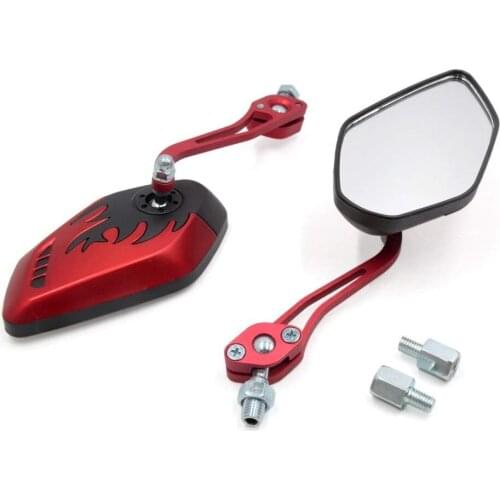 Uxcell 8mm 10mm Thread Dia Motorcycle Motorbike Modified Rearview Mirror Red