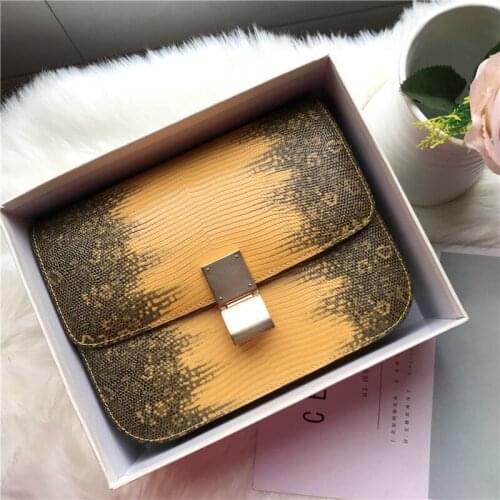 Wrapped Tofu Winter Autumn Hand Rubbing New High-end Leather Women Bag Gradient Lizard Pattern Bag Messenger Bags Flap