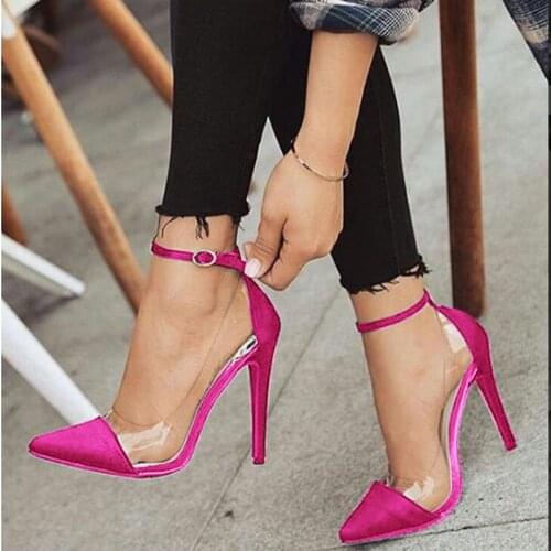 IPPEUM New Women Shoes Pointed Toe Color Matching Transparent Stiletto Super High Heels Size 4-11