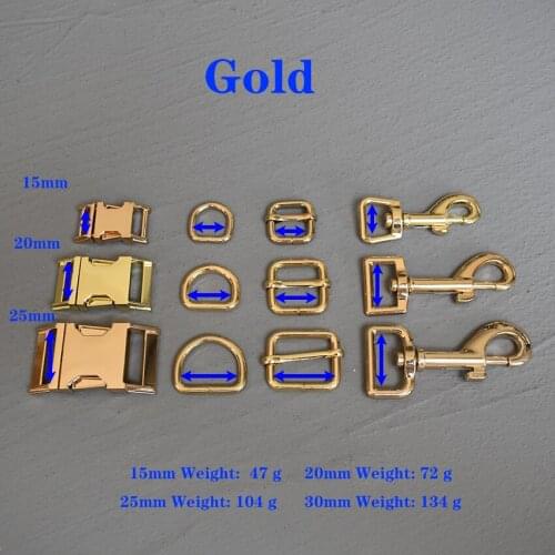1 Set 15/20/25mm Gold Metal D Ring Adjuter Strap Buckle Slider Adjustment Buckle For Dog Collar Necklace Handmade Accessory