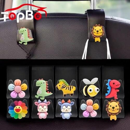 2 Pcs Car Seat Back Cartoon Hook Hangers Organizer Headrest Universal Mount Storage Auto Interior Accessries Support Dropship