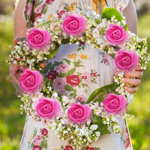 20pcs 4cm Foam Mini Rose Head Artificial Flowers with Lace Edge for Wedding Decoration DIY Bride Wreath Home Decor Fake Flower