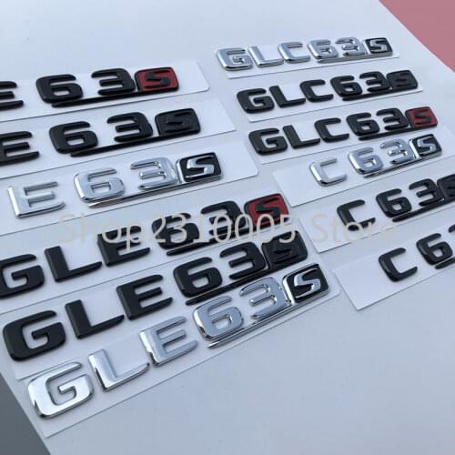 Letters Number Long S Trunk Badge Emblem C63S E63S GLC63S GLE63S ABS Logo Sticker for Mercedes AMG W204 W205 C205 S205 A205 2017