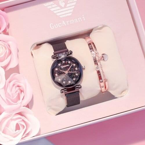 2019 Creative Starry Magnet Magnetic Force Band Women Exquisite Luxury Crystal Quartz Watches Ladies Dress Watch No Box/Bracelet