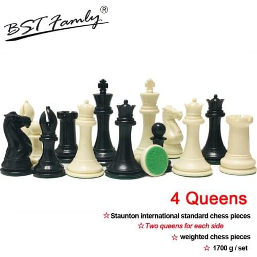4 Queens Chess Set King Height 108mm Staunton International Standard Chess Pieces Weighted Chess Game for Match Club IA12