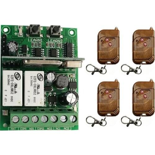 Individual learning code DC9V 12V 24V 10A 2CH Radio Controller RF Wireless Push Remote Control Switch Transmitter+Receiver