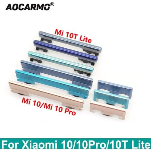 Aocarmo For Xiaomi 10 / 10 Pro / 10T Lite Side Buttons Power On/Off Volume Up Down Switch Key Replacement Part