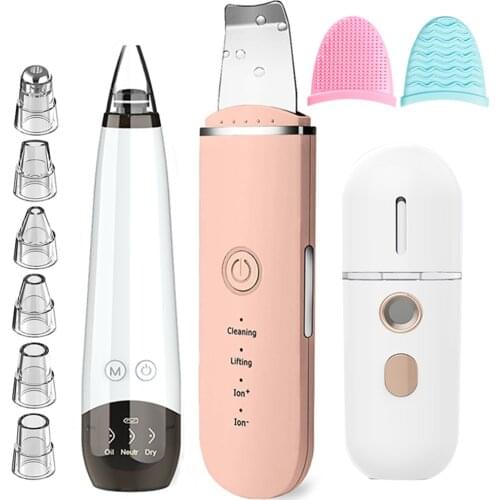 Fieezoe Blackhead Remover Vacuum Ultrasonic Skin Scrubber Blackhead Vacuum Nano Mist Sprayer 3/Set Beauty Skincare Face Acne