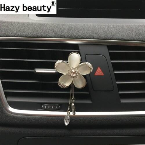 Hazy beauty New pattern Crystal flower Pendant Car perfume Air conditioning outlet decoration Automobile styling Air Freshener