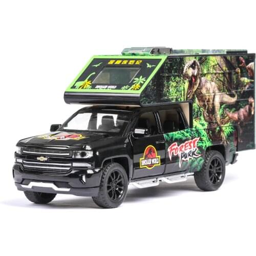 New 1:32 scale die-casting pull back car model toy alloy car 2 in 1 Tyrannosaurus car for kid boy birthday gift（Send dinosaurs