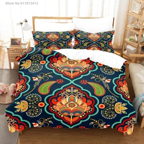 Bohemia 3D Print Duvet Cover Boho Mandala 200x200cm Bedding Set for Adults Bedclothes 3pcs Queen King Twin Size Bed Set