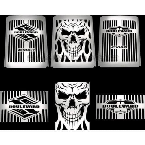 Motorcycle Radiator Cover Bezel Grille Guard Tank Protector For Suzuki Boulevard C109R Intruder VLR1800 1800 Skull Bird Badge