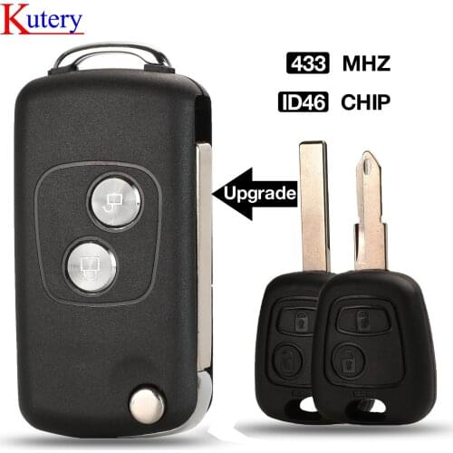 Kutery Remote Car Key Fob For Citroen C1 C2 C3 C4 Saxo Xsara Picasso Peugeot 106 206 306 307 107 207 407 Partner 433mhz id46