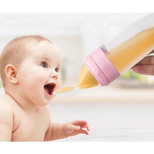 2021 New Eco-friendly Detachable Food Grade Silicone Babys Feeding Spoon Silicone Food Supplement Childrens Rice Paste Bottle